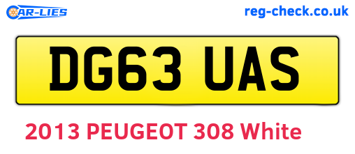 DG63UAS are the vehicle registration plates.