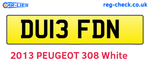 DU13FDN are the vehicle registration plates.