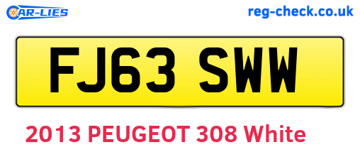 FJ63SWW are the vehicle registration plates.