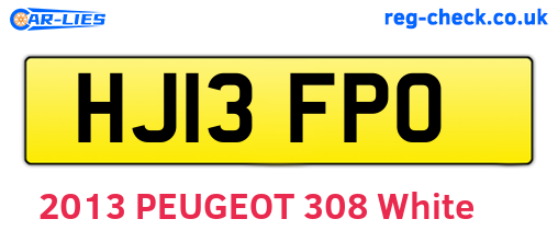 HJ13FPO are the vehicle registration plates.