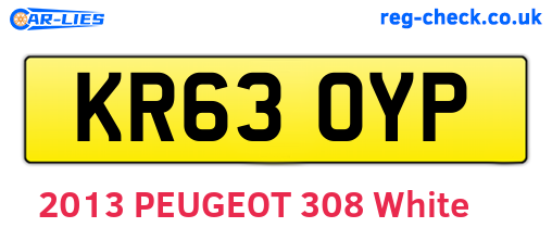 KR63OYP are the vehicle registration plates.