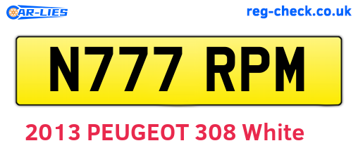 N777RPM are the vehicle registration plates.