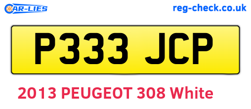 P333JCP are the vehicle registration plates.