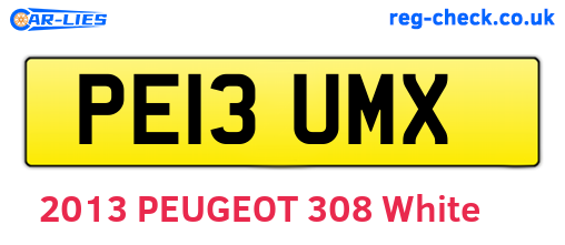 PE13UMX are the vehicle registration plates.