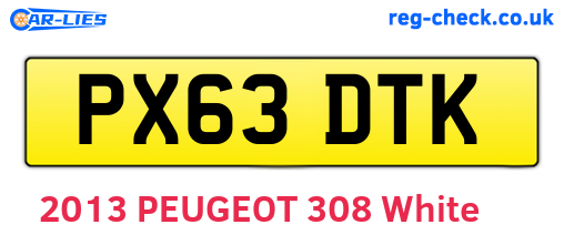 PX63DTK are the vehicle registration plates.