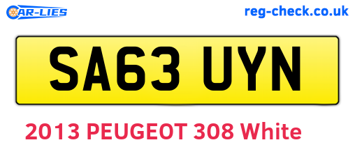 SA63UYN are the vehicle registration plates.