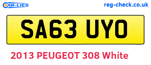SA63UYO are the vehicle registration plates.