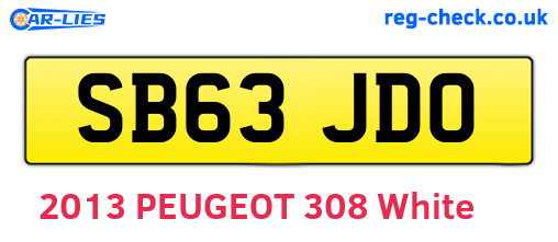 SB63JDO are the vehicle registration plates.