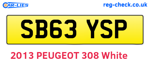 SB63YSP are the vehicle registration plates.
