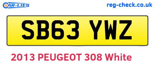 SB63YWZ are the vehicle registration plates.