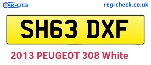 SH63DXF are the vehicle registration plates.