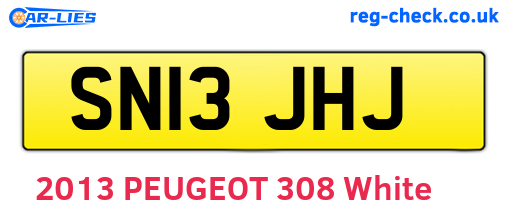 SN13JHJ are the vehicle registration plates.