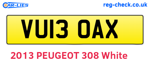 VU13OAX are the vehicle registration plates.