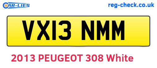 VX13NMM are the vehicle registration plates.