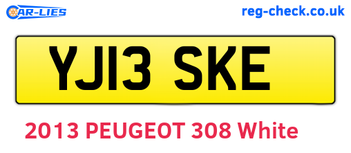 YJ13SKE are the vehicle registration plates.