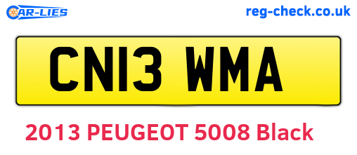 CN13WMA are the vehicle registration plates.