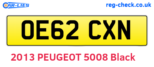 OE62CXN are the vehicle registration plates.