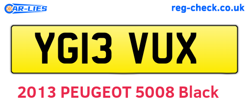 YG13VUX are the vehicle registration plates.