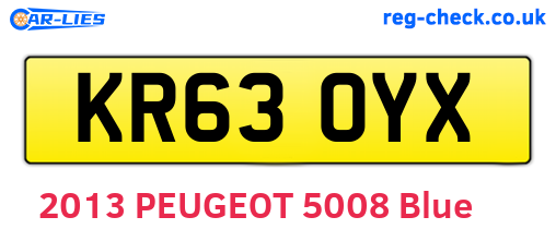 KR63OYX are the vehicle registration plates.