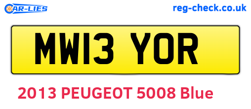 MW13YOR are the vehicle registration plates.