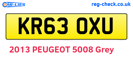 KR63OXU are the vehicle registration plates.