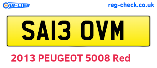 SA13OVM are the vehicle registration plates.