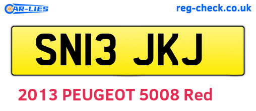SN13JKJ are the vehicle registration plates.