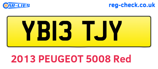 YB13TJY are the vehicle registration plates.