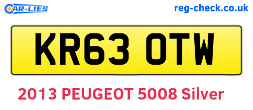 KR63OTW are the vehicle registration plates.
