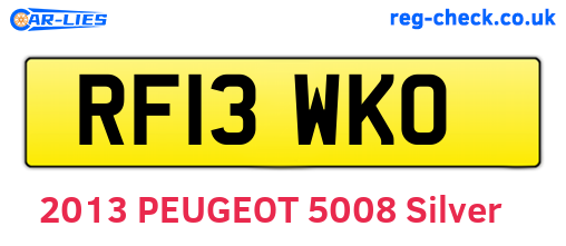 RF13WKO are the vehicle registration plates.