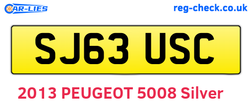 SJ63USC are the vehicle registration plates.