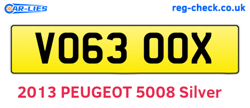VO63OOX are the vehicle registration plates.