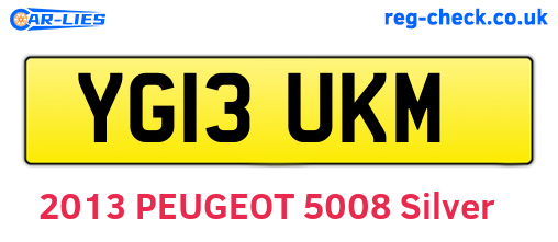 YG13UKM are the vehicle registration plates.