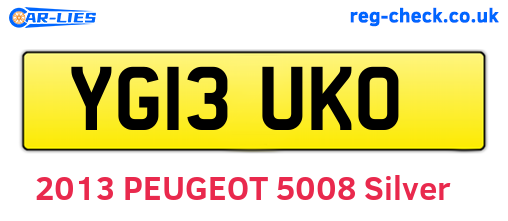 YG13UKO are the vehicle registration plates.