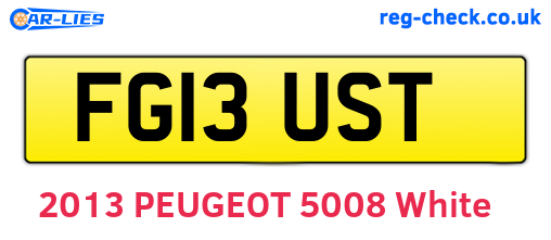 FG13UST are the vehicle registration plates.