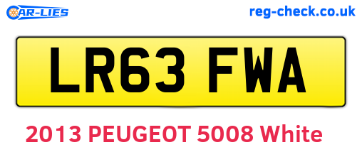 LR63FWA are the vehicle registration plates.