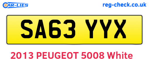 SA63YYX are the vehicle registration plates.