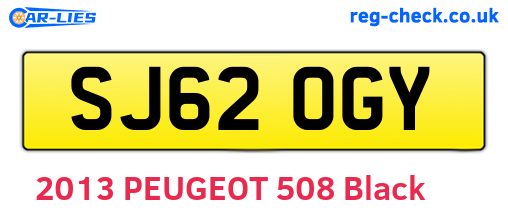 SJ62OGY are the vehicle registration plates.