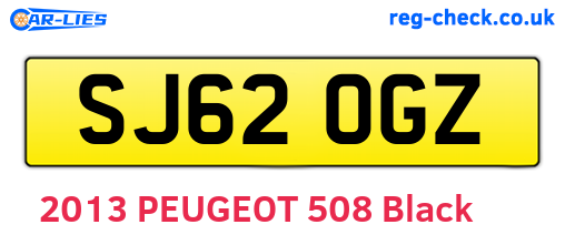 SJ62OGZ are the vehicle registration plates.