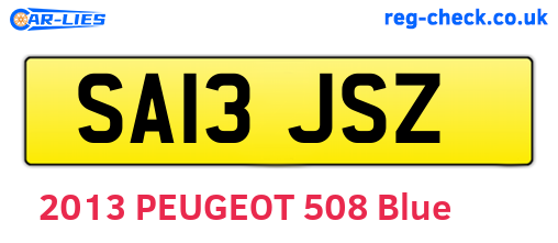 SA13JSZ are the vehicle registration plates.