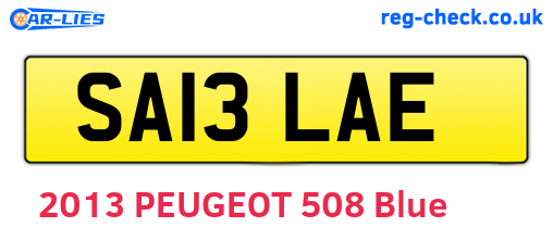 SA13LAE are the vehicle registration plates.