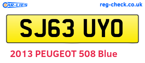 SJ63UYO are the vehicle registration plates.
