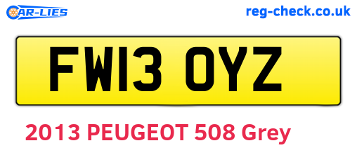 FW13OYZ are the vehicle registration plates.