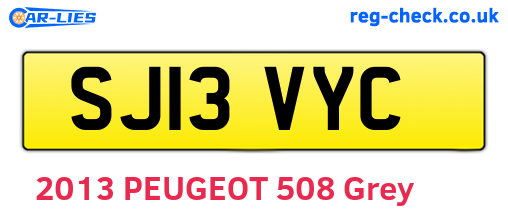 SJ13VYC are the vehicle registration plates.