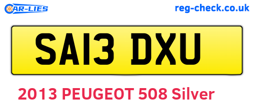 SA13DXU are the vehicle registration plates.