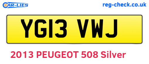 YG13VWJ are the vehicle registration plates.