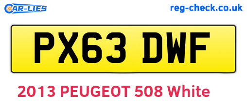 PX63DWF are the vehicle registration plates.