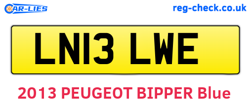 LN13LWE are the vehicle registration plates.