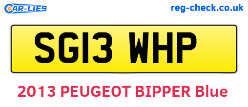 SG13WHP are the vehicle registration plates.