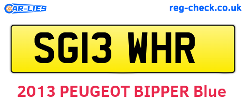 SG13WHR are the vehicle registration plates.